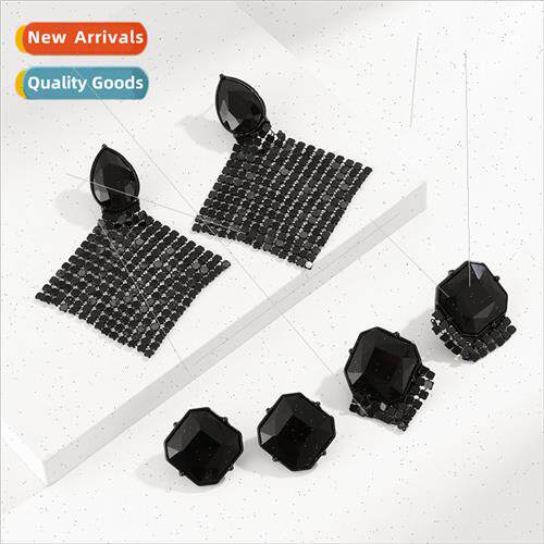 New black glass earrings women Europe black earrings