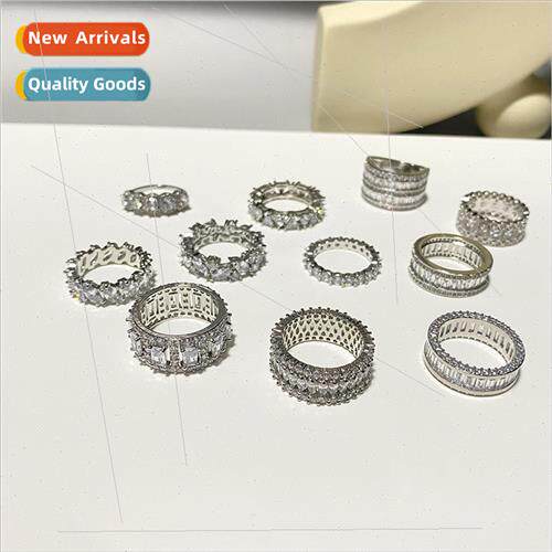 Europe New Full Set Zirconia Ring mple Brass Index Ring Mult