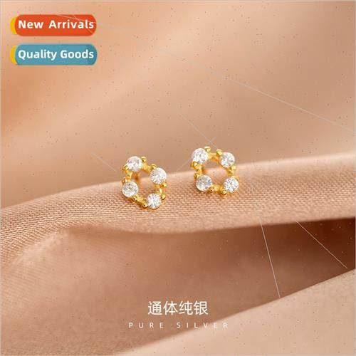 925 silver plated lace earrings female hollow rhombus four z