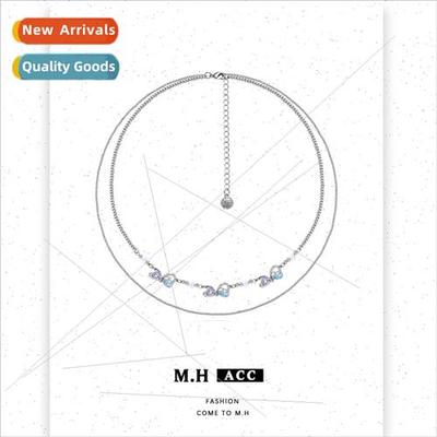 Bow tie double layered necklace female ins cool collarbone c