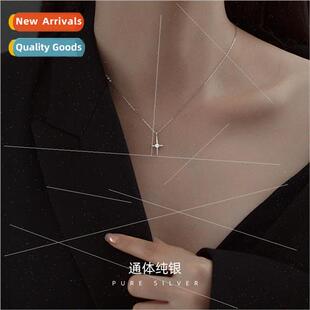 Cross silver necklace women 2022 new tide simple zirconia ni