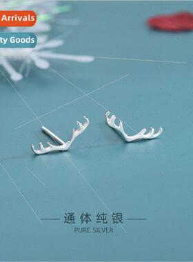 S925 silver earrings female Korea simple antlers Christmas a