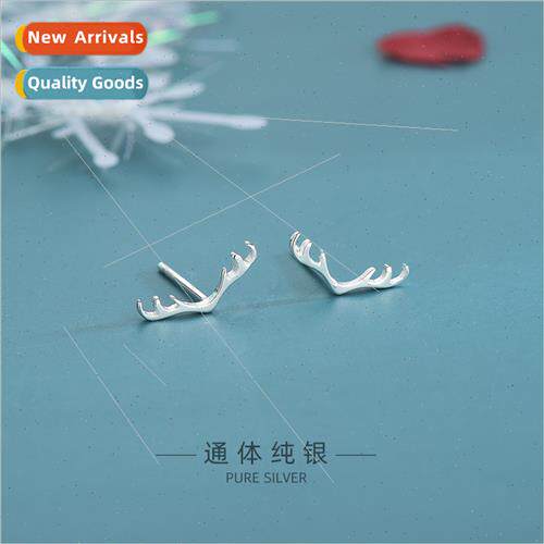 S925 silver earrings female Korea simple antlers Christmas a