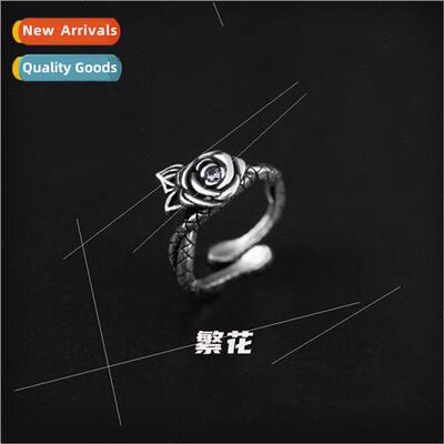 Carrying  rose flower ring female cold wind girls open ring