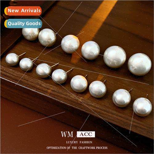 lver needle simple retro round pearl earrings Koreafall wint