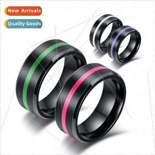 ins Europe glossy four colors 8mm drip tanium steel ring fas