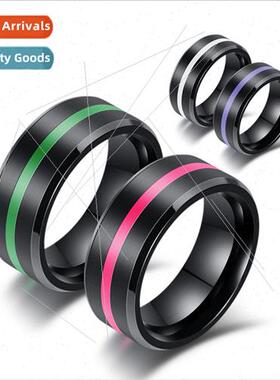 ins Europe glossy four colors 8mm drip tanium steel ring fas