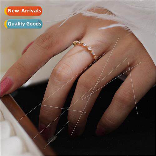 Europe ins new simple nd ring female copper whe zirconia but