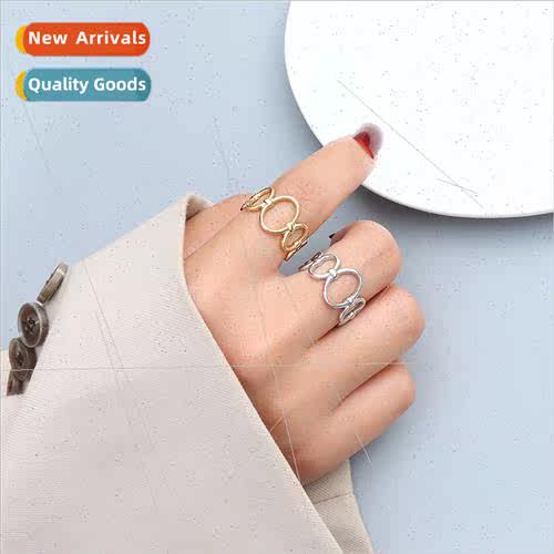 Hip Hop geometric oval punk ring female index finger ring op