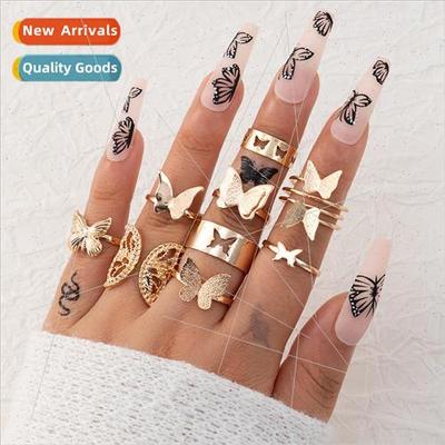Europe Butterfly Diamond Ring Set Geometric Star Animal Irre