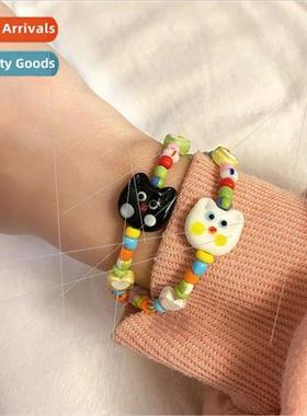 kty meow meow cartoon colorful heart beaded bracelet new kid