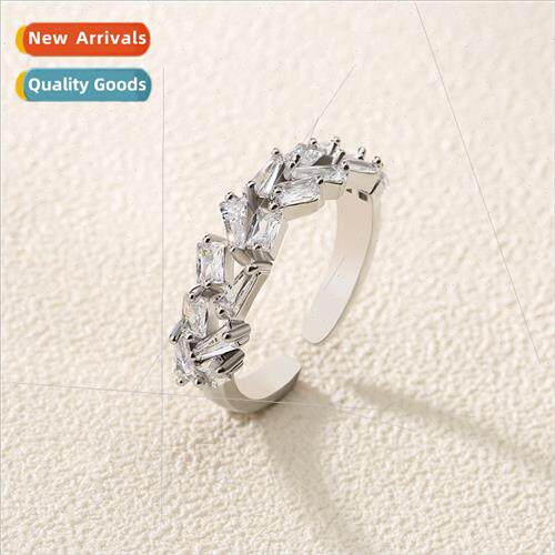 Korea delicate geometric zirconia patchwork opening adjustab