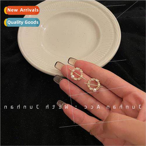 Earrings special set silver pin circle Korea pearl round geo
