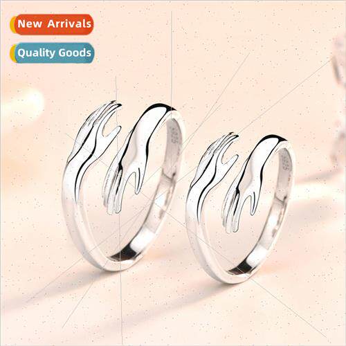 s925 silver Europe love hug ring open finger ring couple emb