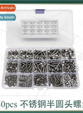 440pcs box 304 half round head M3 M4 M5 screws nuts combinat