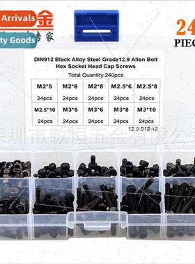 240pcs M2 M2.5 M3 Black Grade 12.9 High Sngth Cylindrical He