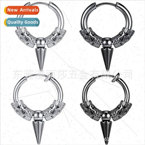 Tanium steel earrings male earrings wind totem dragon patter