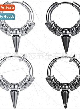 Tanium steel earrings male earrings wind totem dragon patter