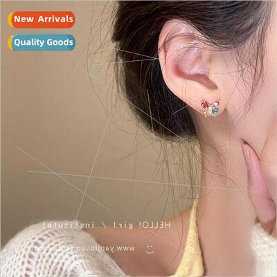 Absolute beauty colorful zirconia butterfly earrings female