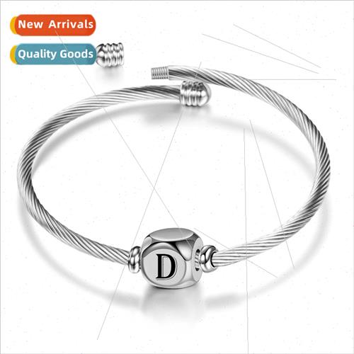 Europe simple tanium steel can open sliding bracelet 26 lett