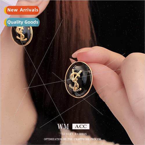 silver pin oval letter earrings earrings hundred work