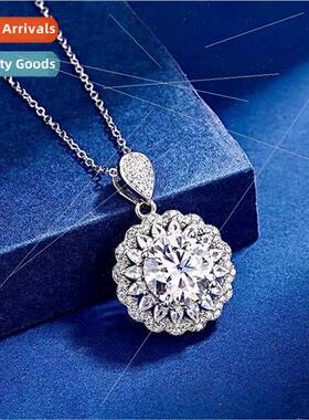 5 carat sunflower inlaid full diamonds necklace women faux m