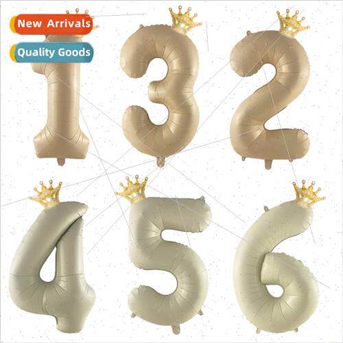 32 inch cream caramel color numbers aluminum film balloon pl