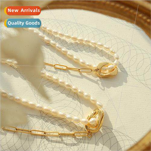 Europe mple Patchwork Necklace Tanium Steel Gold-Plated Non-