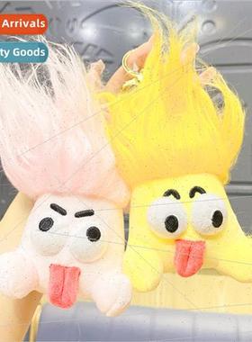 Creative quirky long tongue monster keychain plush toys bag