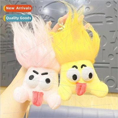 Creative quirky long tongue monster keychain plush toys bag