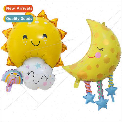 Rainbow Family Sunflower Smiley Aluminum Foil Balloon Moon P