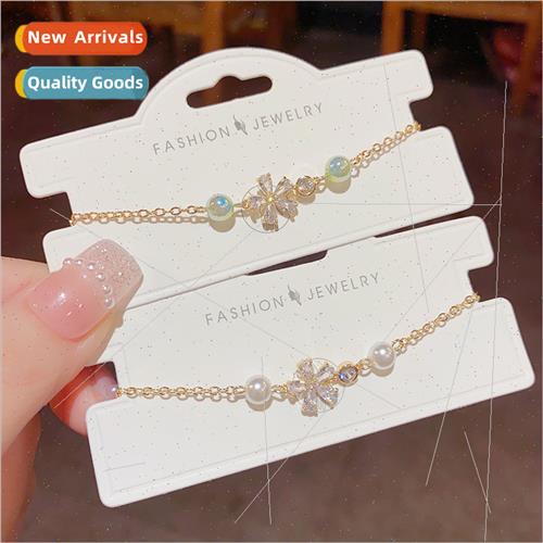 Mori ins simple pearl zirconia flower bracelet women fashion