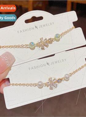 Mori ins simple pearl zirconia flower bracelet women fashion