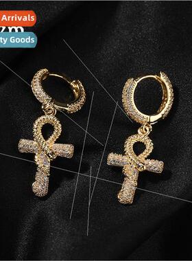 2024 new ankh snake earrings Europe hiphop plating hip hop e