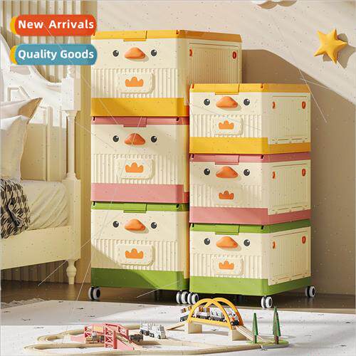Cartoon toy storage box side door wh wheels children cart ho
