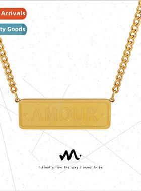 Europe ins hip-hop long card English letters pendant collarb