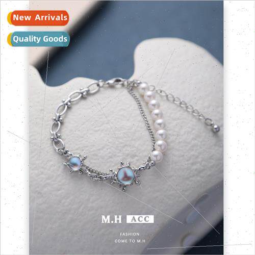 Moonstone pearl splicing bracelet female simple versatile st