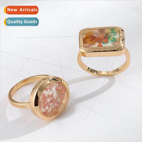 Europe Ring Women  Resin Dried Flower Ring