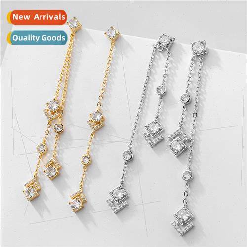 2021 new simple long tassel earrings female sense zirconia e
