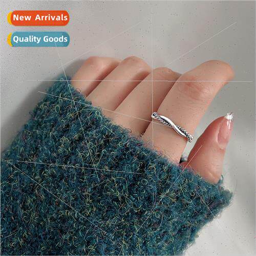 Crossed snake pattern ring female opening Korea vintage Thai