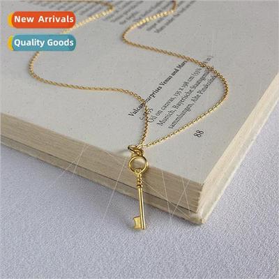 s925 silver gold key collarbone necklace female Europe penda