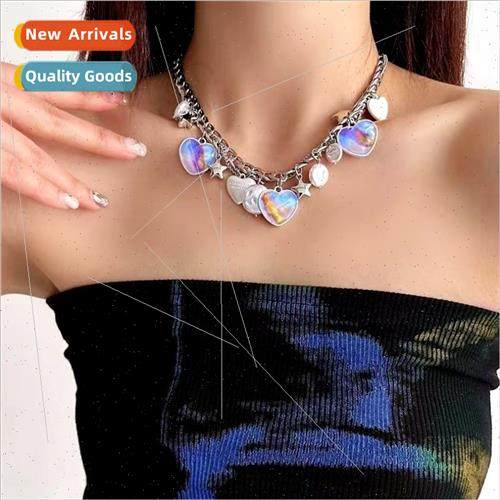 New Spice Girls illusion love patchwork pearl necklace Europ