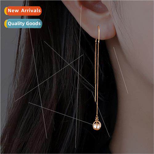 French Tassel Pattern Square Zirconia Earrings Spring Lanter