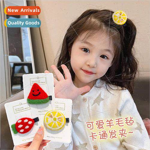 Cute wool felt fru lemon hair clips girls hair accessories c