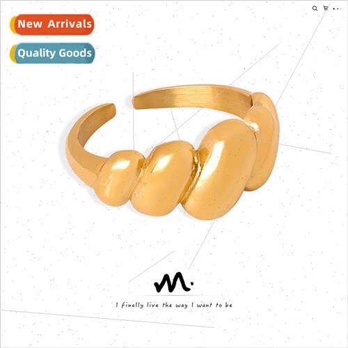 Europe new retro fashion niche tanium steel gold-plated open