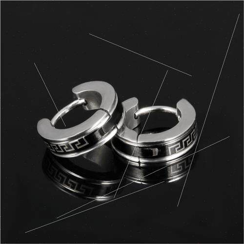 Men tanium steel earrings Great Wall back pattern earrings f