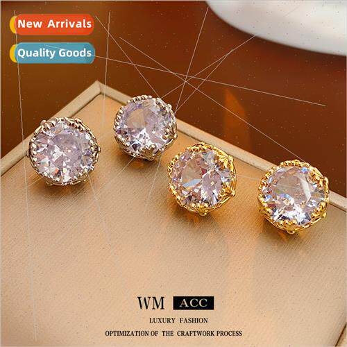 silver needle zirconia round earrings niche hundred wh earri