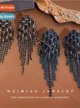 lver pin Europe arrow wh diamonds long tassel earrings fashi