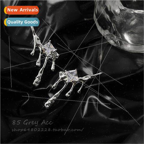 New water drop zirconia earrings female fall winter S925 sil