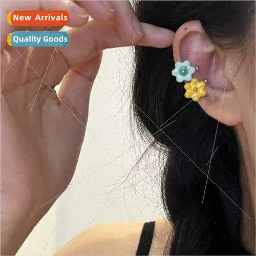 Summer colorful dopamine small flowers drip glaze ear bone c